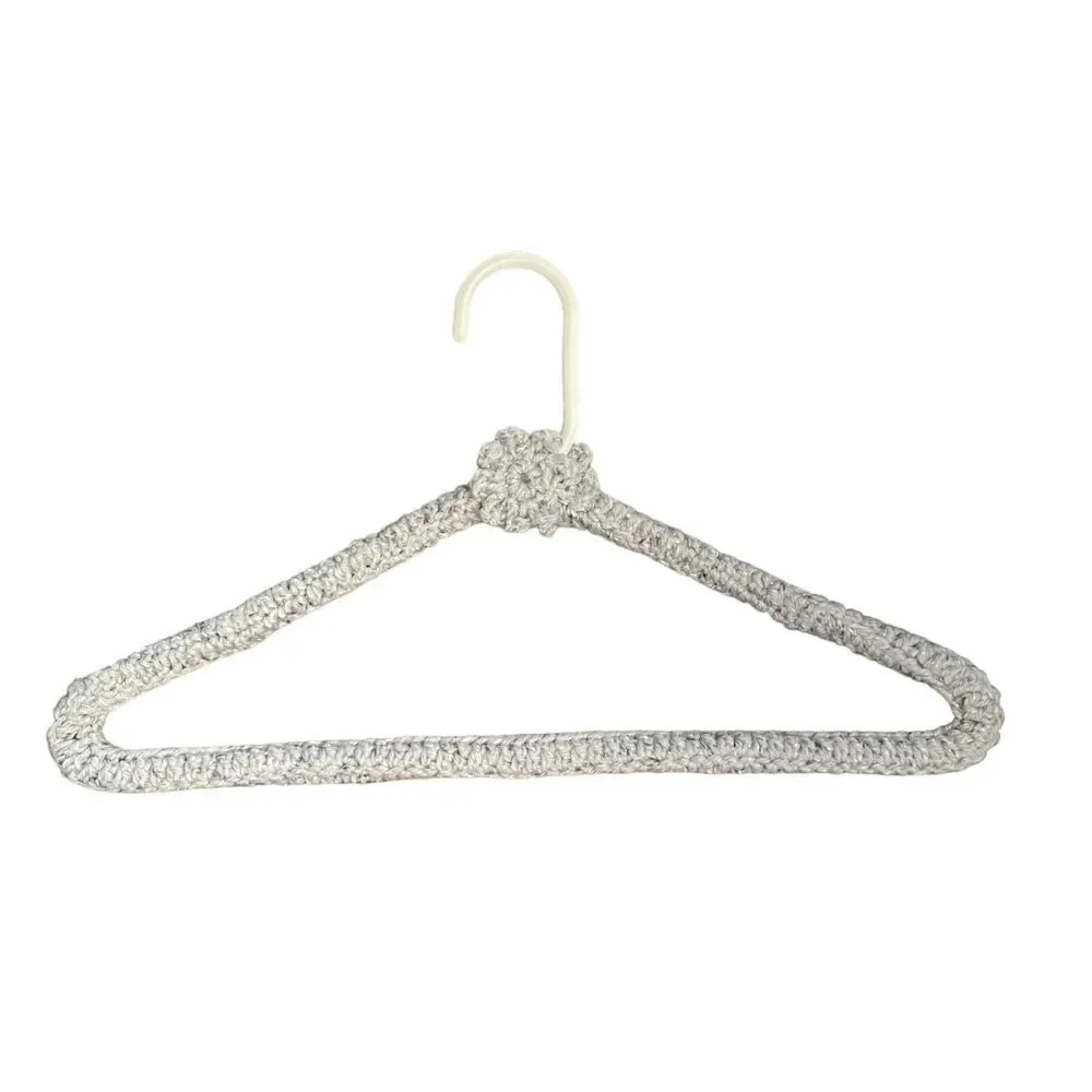 Vintage Crochet‎ Covered Clothes Hangers Set of 3 Peach Camo Gray